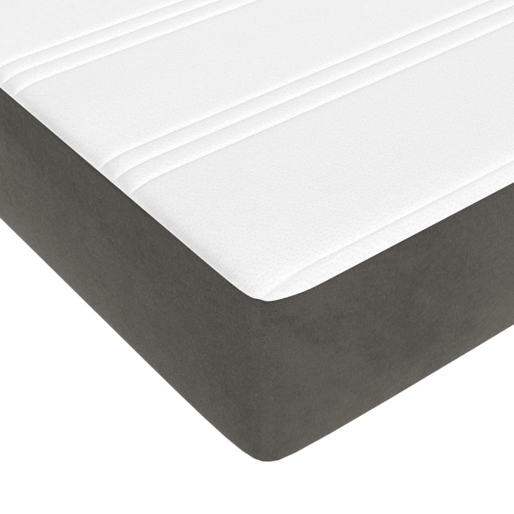 vidaXL Box Spring Bed with Mattress Dark Grey 193x203 cm King Velvet