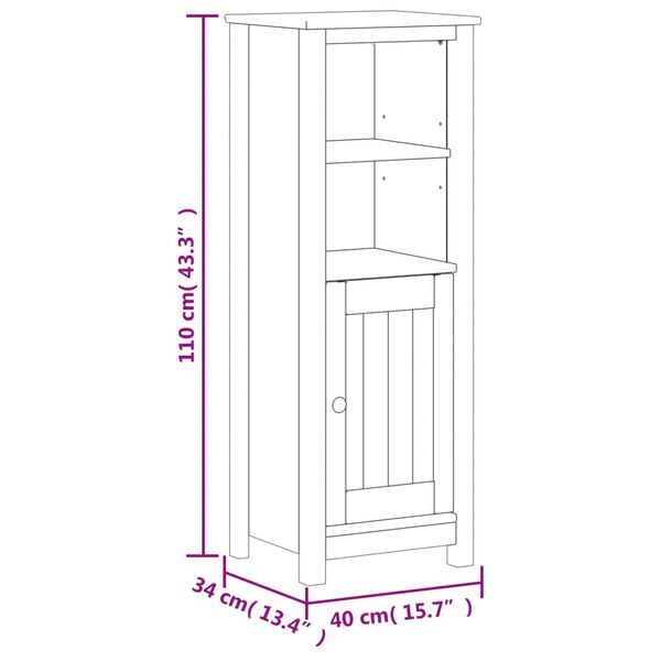 vidaXL Bathroom Cabinet BERG White 40x34x110 cm Solid Wood Pine