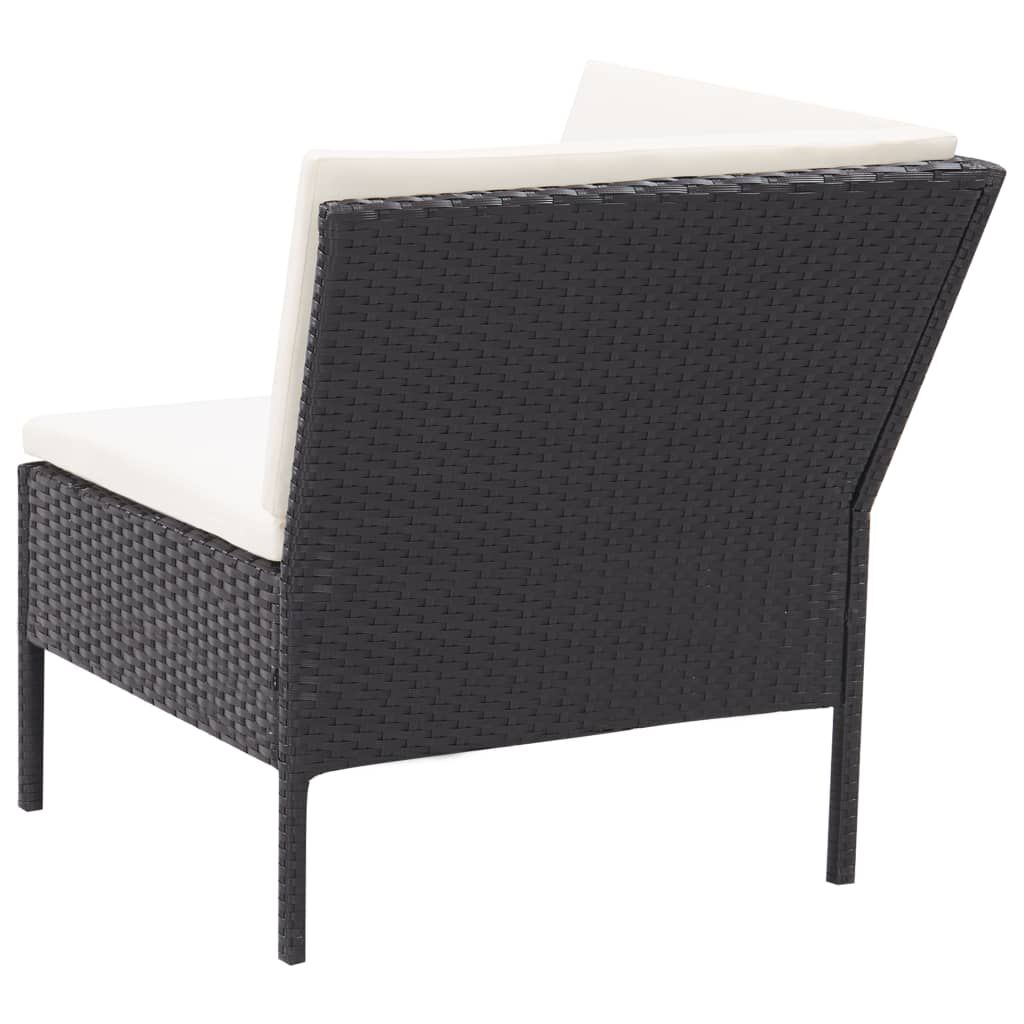 vidaXL 3 Piece Garden Lounge Set with Cushions Poly Rattan Black