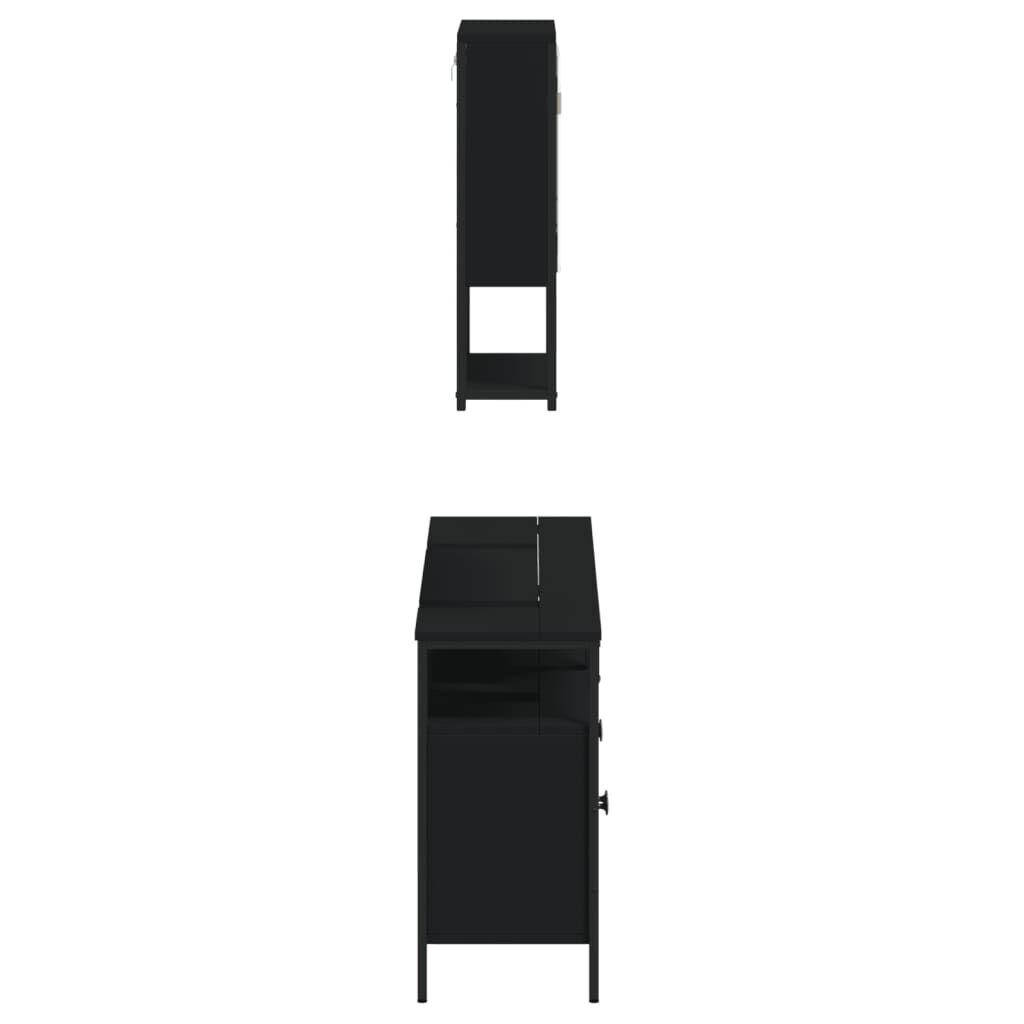 vidaXL 3 Piece Bathroom Furniture Set Black Engineered Wood