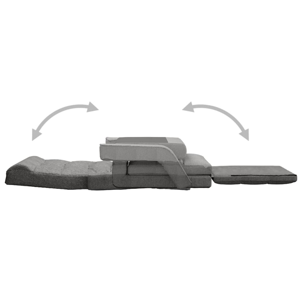 vidaXL Folding Floor Chair with Bed Function Light Grey Fabric