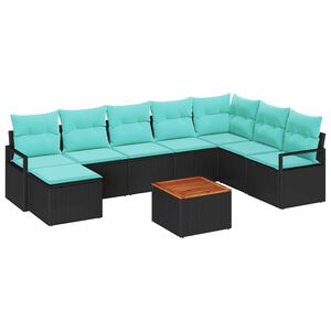 vidaXL Garden Sofa Set 9 pcs Black and turquoise