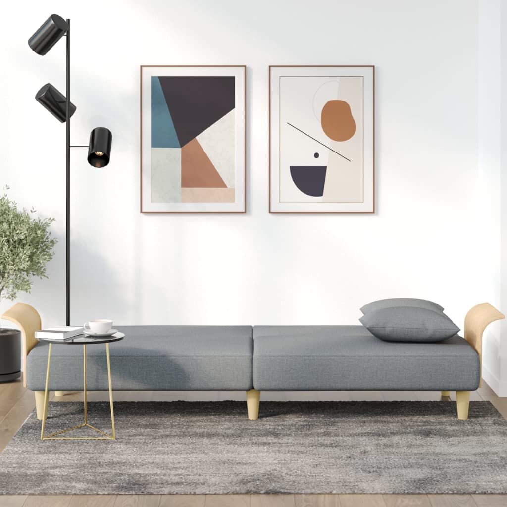 vidaXL Sofa Bed with Armrests Light Grey Fabric