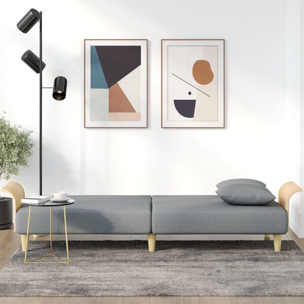 vidaXL Sofa Bed with Armrests Light Grey Fabric