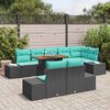 vidaXL Garden Dining Set with Cushion 9 pcs Black and Teal
