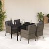 vidaXL 5 Piece Garden Dining Set with Cushions Grey Poly Rattan