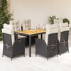 vidaXL 7 Piece Garden Dining Set with Cushions Black Poly Rattan