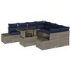 vidaXL Garden Sofa Set with Cushion 9 pcs Grey and Navy Poly Rattan