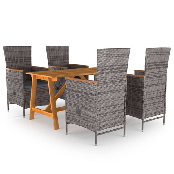 vidaXL 5 Piece Garden Dining Set Grey