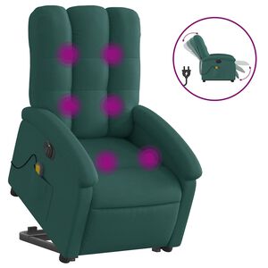 vidaXL Electric Stand up Massage Recliner Chair Dark Green Fabric