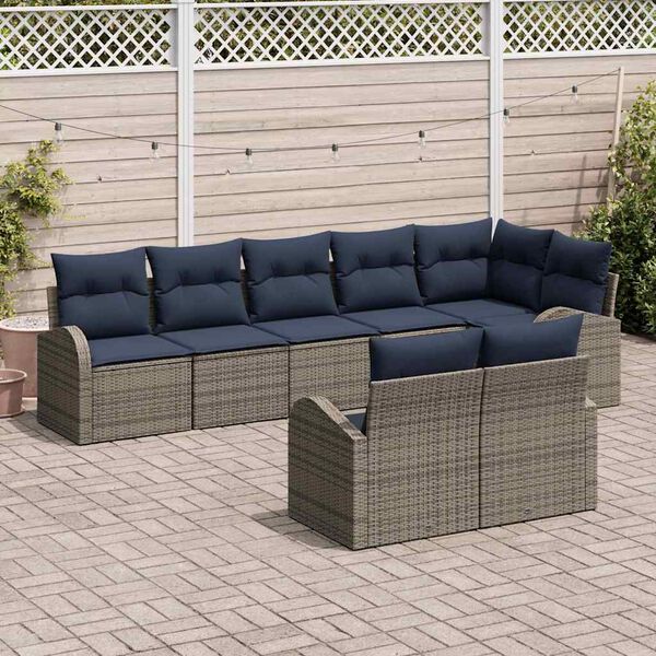 vidaXL Garden Sofa Set 8 pcs Grey Poly Rattan