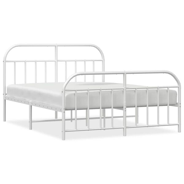 vidaXL Metal Bed Frame without Mattress with Footboard White 183x213cm