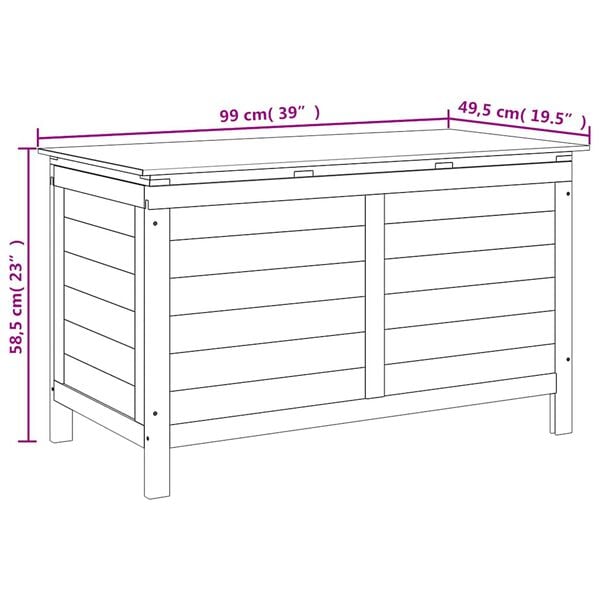 vidaXL Garden Storage Box 99x49.5x58.5 cm Solid Wood Fir