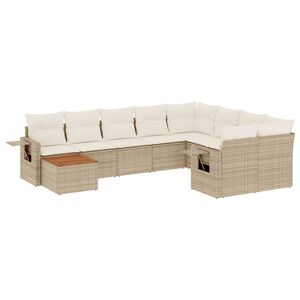 vidaXL 10 Piece Garden Sofa Set with Cushions Beige Poly Rattan