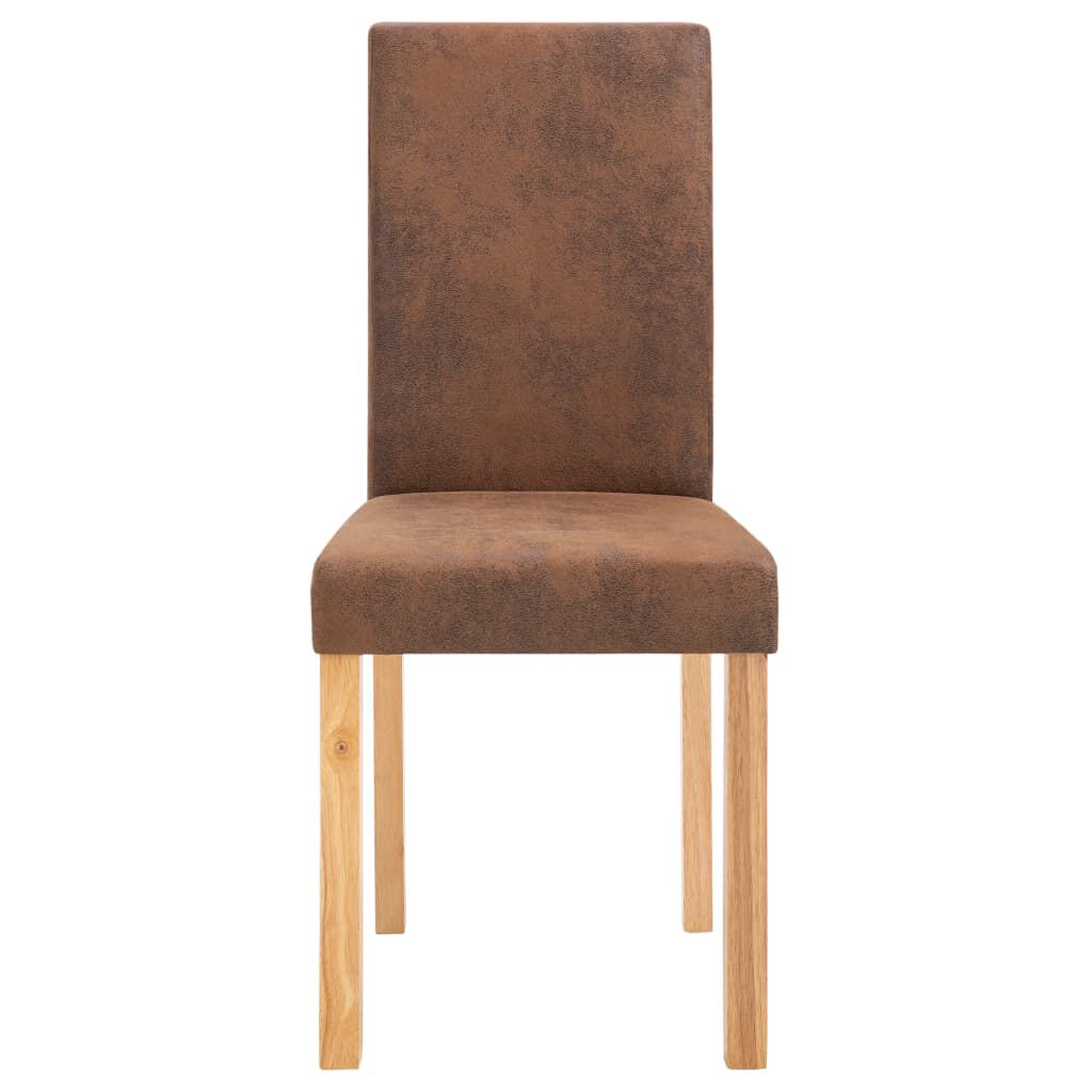 vidaXL Dining Chairs 2 pcs Brown Faux Suede Leather