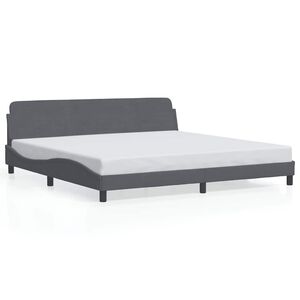 vidaXL Bed Frame "Dover" Dark Grey 193x203 cm Velvet