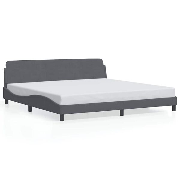 vidaXL Bed Frame "Dover" Dark Grey 193x203 cm Velvet
