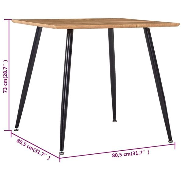 vidaXL Dining Table Oak and Black 80.5x80.5x73 cm MDF