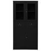vidaXL Office Cabinet Black 90x40x180 cm Steel and Tempered Glass