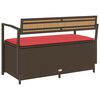 vidaXL Garden Storage Bench with Cushion Brown Poly Rattan