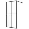 vidaXL Walk-in Shower Wall with Shelf Black 100x195 cm ESG Glass&Aluminium