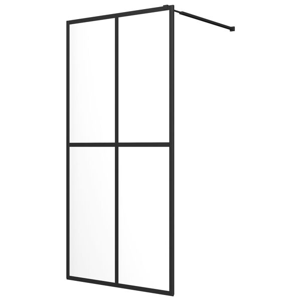 vidaXL Walk-in Shower Wall with Shelf Black 100x195 cm ESG Glass&Aluminium