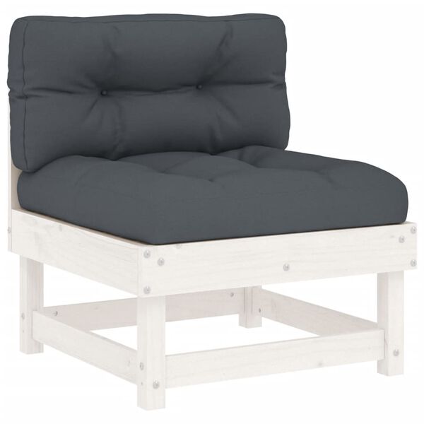 vidaXL 4 Piece Garden Lounge Set with Cushions White Solid Wood