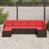 vidaXL Sofa Set with Cushion 7 pcs Brown Poly Rattan