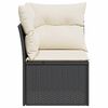 vidaXL Garden Sofa Corner with Cushions Black Poly Rattan
