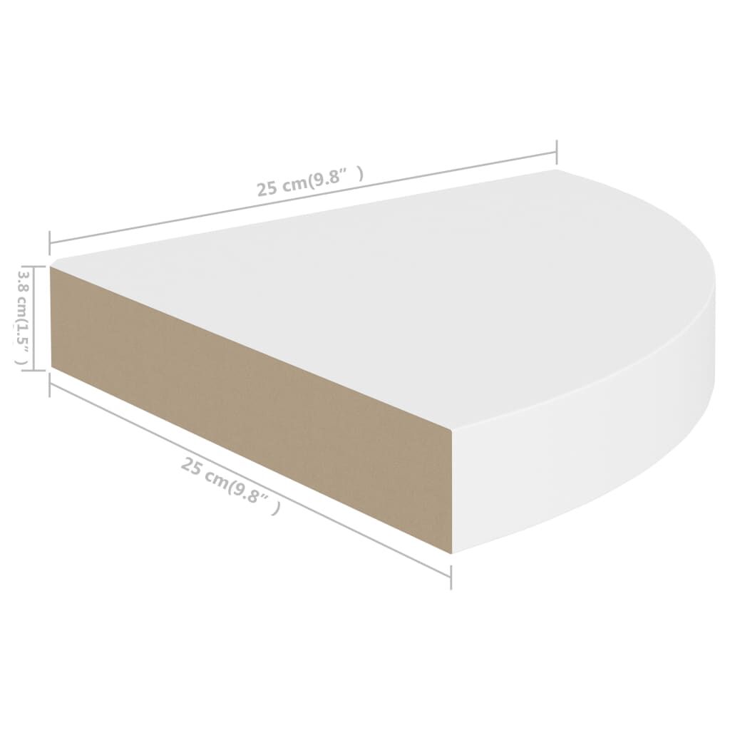 vidaXL Floating Corner Shelves 2 pcs White 25x25x3.8 cm MDF