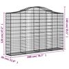 vidaXL Arched Gabion Baskets 2 pcs 200x30x120/140 cm Galvanised Iron
