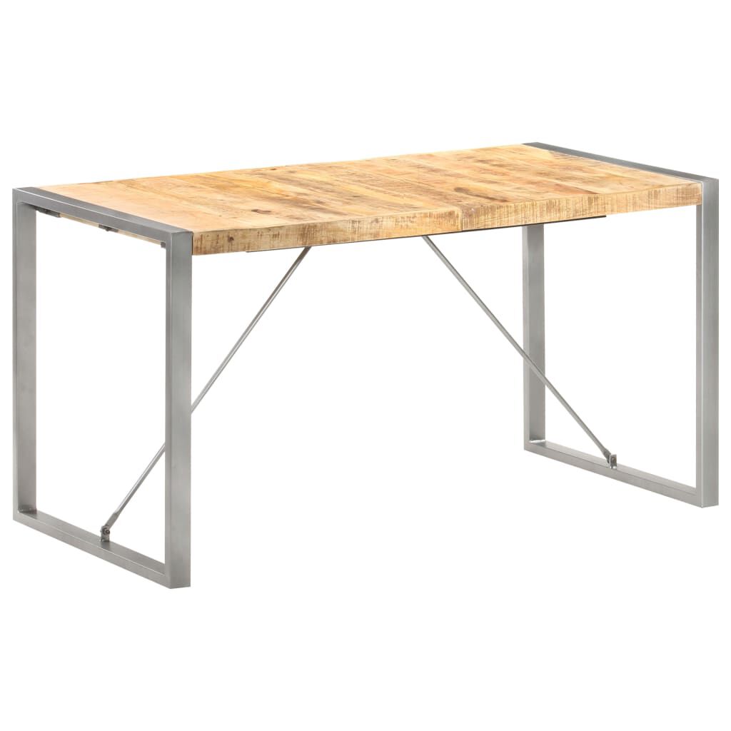 vidaXL Dining Table 140x70x75 cm Solid Rough Mango Wood