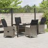 vidaXL Garden Dining Set with Cushion 5 pcs Grey Poly Rattan