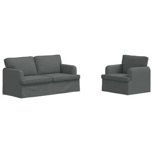 vidaXL Sofa 2 pcs Dark Grey 162 x 80 x 85 cm Fabric