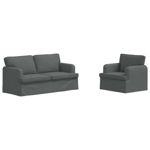 vidaXL Sofa 2 pcs Dark Grey 162 x 80 x 85 cm Fabric