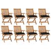 vidaXL Folding Chairs with Cushions 8 pcs Solid Teak Wood