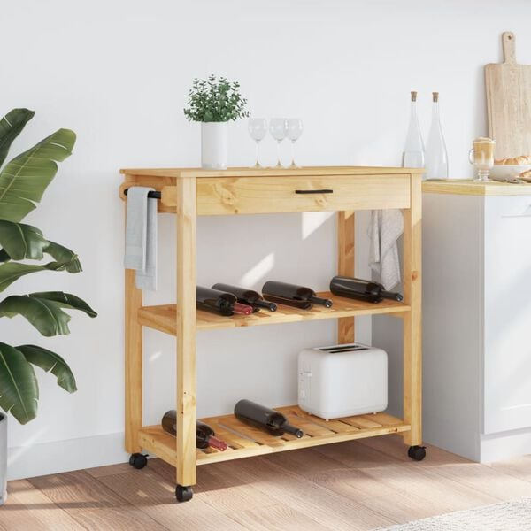 vidaXL Kitchen Trolley MONZA 84x40x90 cm Solid Wood Pine