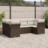 vidaXL 6 Piece Garden Sofa Set with Cushions Brown Poly Rattan