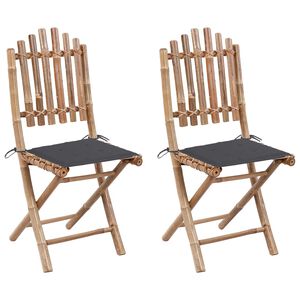 vidaXL Folding Garden Chairs 2 pcs with Cushions Bamboo