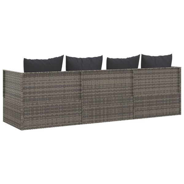 vidaXL Outdoor Lounge Bed with Cushions Grey Poly Rattan