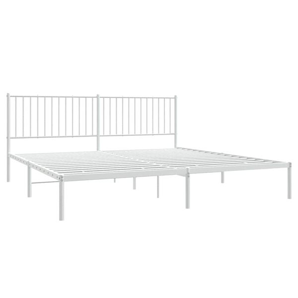 vidaXL Metal Bed Frame without Mattress with Headboard White 193x203cm