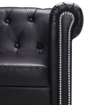 vidaXL L-shaped Chesterfield Sofa Artificial Leather Black