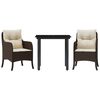 vidaXL 3 Piece Garden Dining Set with Cushions Brown Poly Rattan