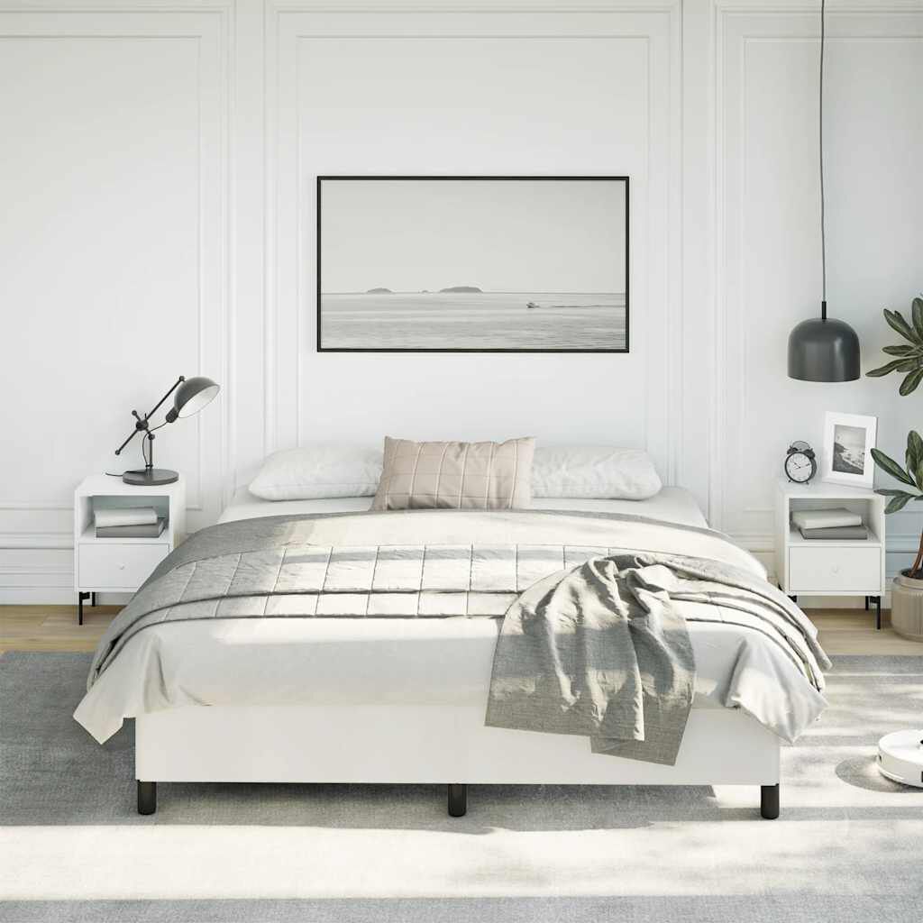 vidaXL Bed Frame without Mattress White California King Faux Leather