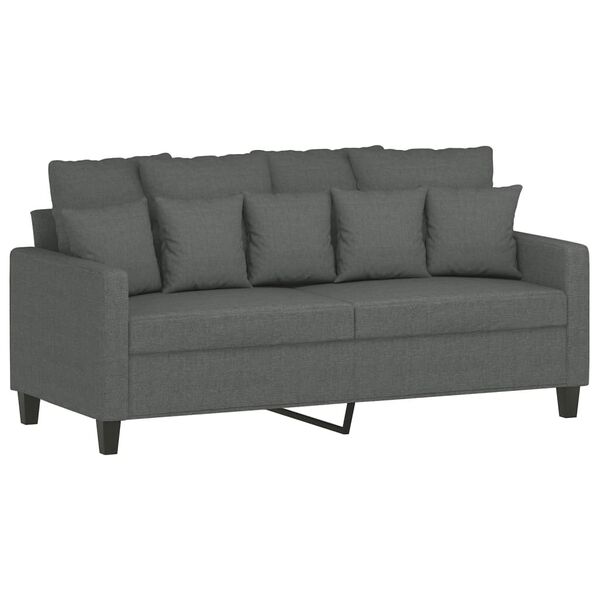 vidaXL 3 Piece Sofa Set with Cushions Dark Grey Fabric