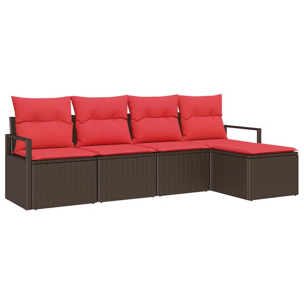 vidaXL Sofa Set with Cushion Brown Poly Rattan