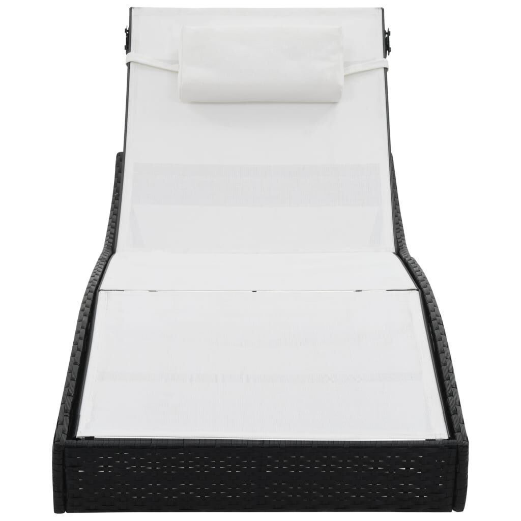 vidaXL Sun Lounger with Pillow Poly Rattan Black