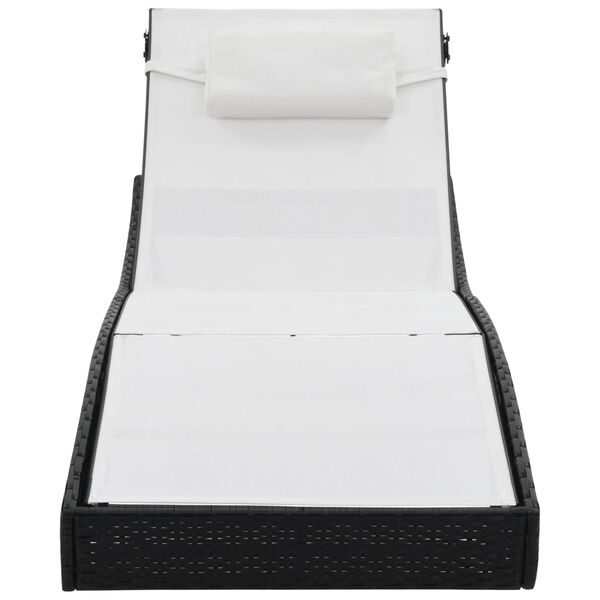 vidaXL Sun Lounger with Pillow Poly Rattan Black