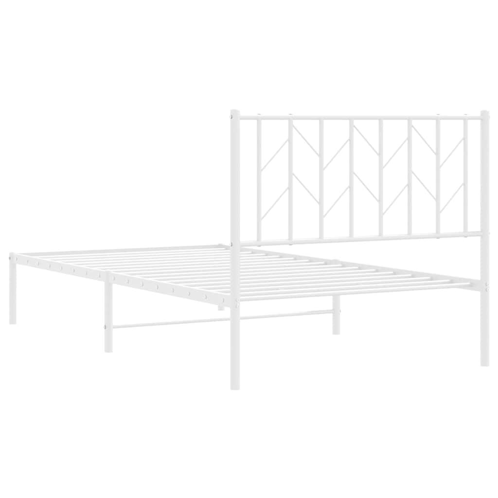 vidaXL Metal Bed Frame without Mattress with Headboard White 100x200cm