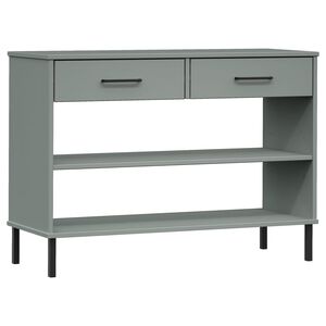 vidaXL Console Cabinet with Metal Legs Grey Solid Wood Pine OSLO